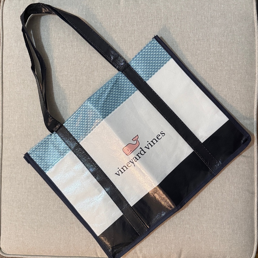 New Unused Vineyard Vines Reusable Shoppers Tote-Blue/White Double Sided Logo
